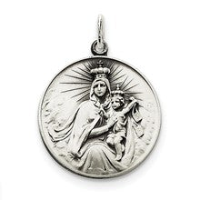 Sterling Silver Antiqued Our Lady of the Holy Scapular Medal, Charm hide-image