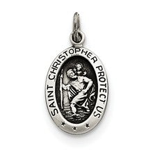 Sterling Silver Antiqued Saint Christopher Medal, Lovely Charm hide-image