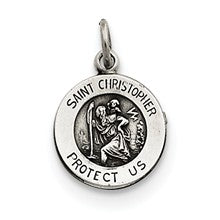 Sterling Silver Antiqued Saint Christopher Medal, Stylish Charm hide-image