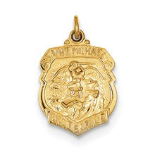 24k Gold-Plated Sterling Silver Saint Michael Badge Medal, Charm hide-image