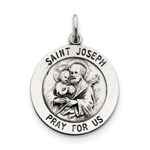 Sterling Silver Antiqued Saint Joseph Medal, Adorable Charm hide-image