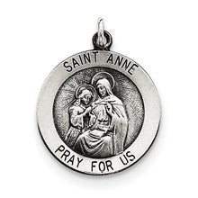 Sterling Silver Antiqued Saint Anne Medal, Fine Charm hide-image