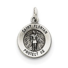 Sterling Silver Antiqued Saint Florian Medal, Lovely Charm hide-image