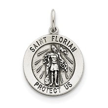 Sterling Silver Antiqued Saint Florian Medal Charm hide-image