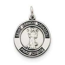 Sterling Silver Antiqued Saint Francis of Assisi Medal, Appealing Charm hide-image