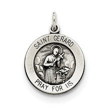 Sterling Silver Antiqued Saint Gerard Medal, Dazzling Charm hide-image