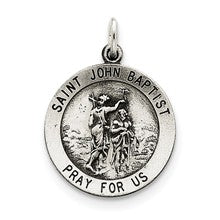 Sterling Silver Antiqued Saint John the Baptist Medal, Pretty Charm hide-image