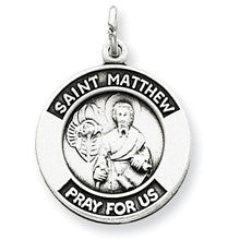 Sterling Silver Antiqued Saint Matthew Medal, Charm hide-image