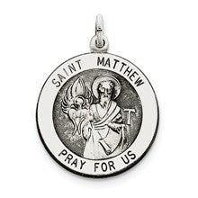 Sterling Silver Antiqued Saint Matthew Medal, Dazzling Charm hide-image