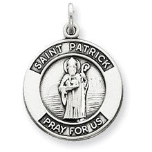 Sterling Silver Antiqued Saint Patrick Medal, Beautiful Charm hide-image