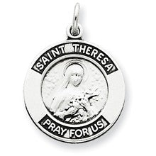 Sterling Silver Antiqued Saint Theresa Medal, Alluring Charm hide-image