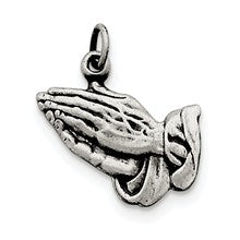 Sterling Silver Antiqued Praying Hands Charm hide-image