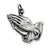 Antiqued Praying Hands Charm in Sterling Silver