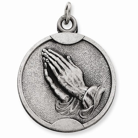 Sterling Silver Antiqued Praying Hands pendant, Fine Pendants for Necklace