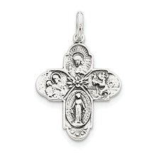 Sterling Silver Antiqued 4-way Medal, Gorgeous Charm hide-image