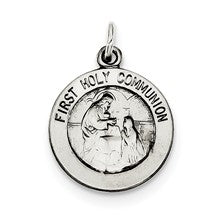 Sterling Silver Antiqued First Holy Communion Medal Charm hide-image