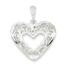 Sterling Silver Filigree Heart Charm hide-image