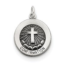 Sterling Silver Antiqued Confirmation Medal Charm hide-image