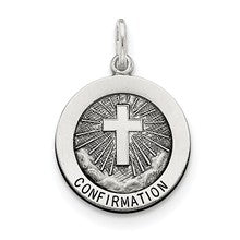 Sterling Silver Antiqued Confirmation Medal, Pretty Charm hide-image