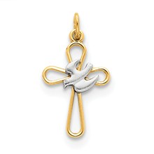 18k Gold-Plated & Sterling Silver Holy Spirit Cross with Dove Charm hide-image