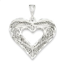 Sterling Silver Filigree Heart Charm hide-image