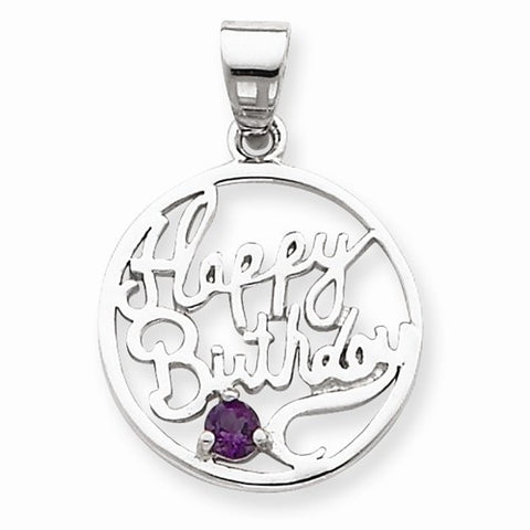 Sterling Silver Amethyst Happy Birthday Pendant, Pendants for Necklace