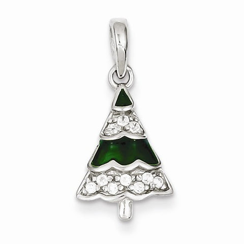 Sterling Silver CZ Christmas Tree Pendant, Pendants for Necklace