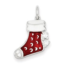 Sterling Silver Enameled Stocking Charm hide-image