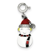 Sterling Silver CZ & Enameled Snowman Charm hide-image