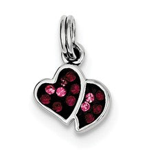 Sterling Silver Pink & Red CZ Hearts Charm hide-image