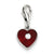 Red Enameled CZ Heart Charm in Sterling Silver