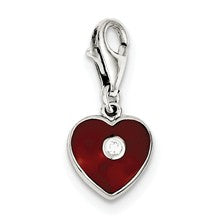 Sterling Silver Red Enameled CZ Heart Charm hide-image