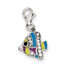 Sterling Silver Multi-colored Enameled Fish Charm hide-image