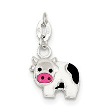 Sterling Silver Enameled Cow Charm hide-image