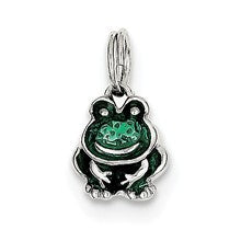 Sterling Silver Green Enameled Frog Charm hide-image