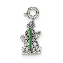 Sterling Silver Green Enameled Frog Charm hide-image