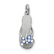 Sterling Silver CZ Butterfly Enamel Sandal Charm hide-image