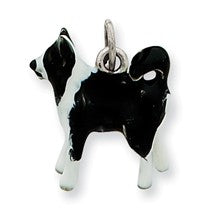 Sterling Silver Enameled Border Collie Dog Charm hide-image