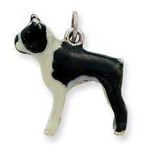 Sterling Silver Enameled Boston Terrier Charm hide-image