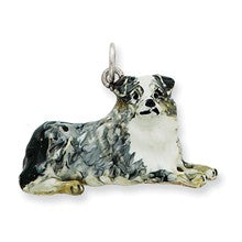 Silver Enamel Profile Australian Shepherd Charm hide-image