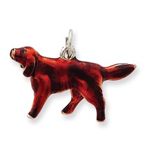 Sterling Silver Enameled Small Irish Setter Charm hide-image