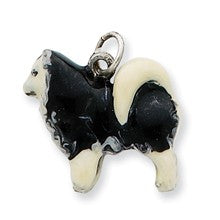 Sterling Silver Enameled Husky Dog Charm hide-image