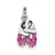 Pink CZ Enamel Ballet Slipper Charm in Sterling Silver