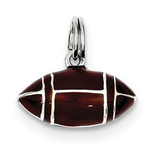 Sterling Silver 3-D Brown Enameled Football Charm hide-image