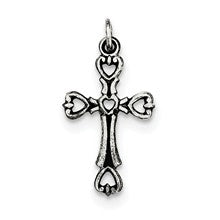 Sterling Silver Antiqued Heart Cross Charm hide-image