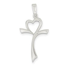 Sterling Silver Polished Heart Cross Charm hide-image