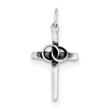 Sterling Silver Antiqued Wedding Cross Charm hide-image