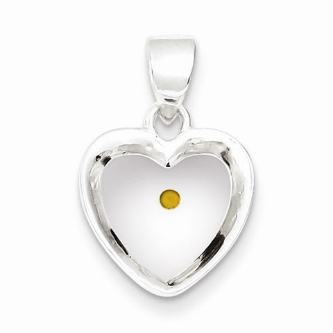 Sterling Silver Enameled with Mustard Seed Heart Pendant, Pendants for Necklace