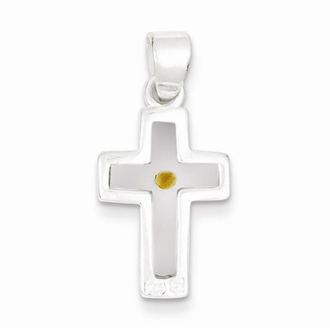 Sterling Silver Enameled with Mustard Seed Cross Pendant, Pendants for Necklace