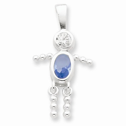 Sterling Silver CZ & March Glass Boy Pendant, Pendants for Necklace